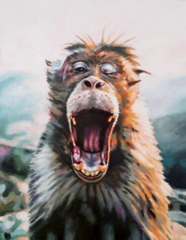 Peinture intitulée "Old ape" par Thomas Saliot, Œuvre d'art originale, Huile