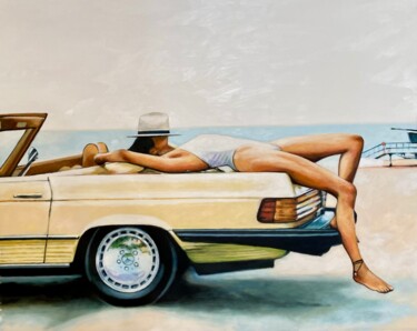 Painting titled "Benz Girl" by Thomas Saliot, Original Artwork, Oil