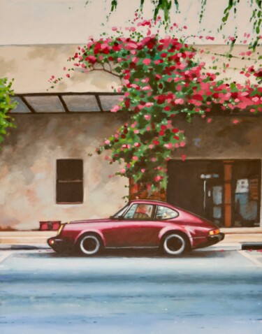 Painting titled "Bougainvillea and P…" by Thomas Saliot, Original Artwork, Oil