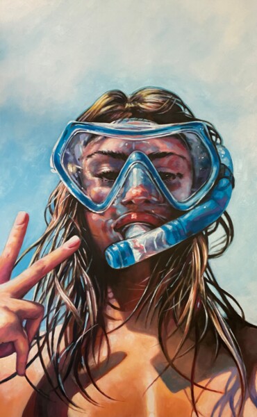 Schilderij getiteld "Cool scuba" door Thomas Saliot, Origineel Kunstwerk, Olie