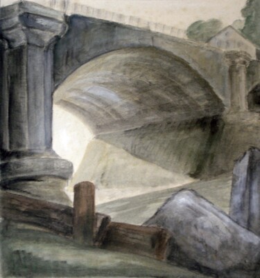 Painting titled "Mandaubrücke in Zit…" by Thomas Stern, Original Artwork, Tempera