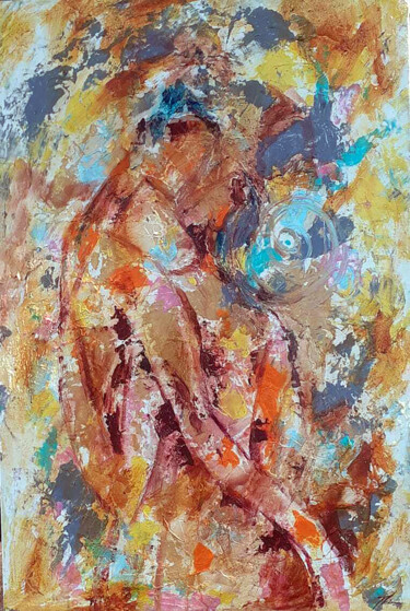 Painting titled "Embrace" by Thusitha Godagedara, Original Artwork, Acrylic