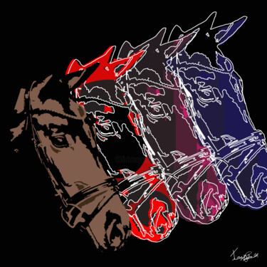 Digitale Kunst getiteld "Horses" door Tiago De Paula, Origineel Kunstwerk, Digitaal Schilderwerk