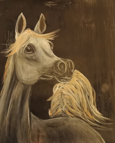 Ζωγραφική με τίτλο "Arabian Horse abstr…" από Tiba, Αυθεντικά έργα τέχνης, Ακρυλικό