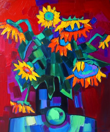 Pittura intitolato "Sunflowers #1" da Tigran Avetyan, Opera d'arte originale, Olio