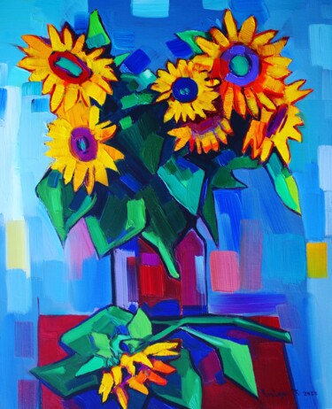 Pittura intitolato "Sunflowers #3" da Tigran Avetyan, Opera d'arte originale, Olio