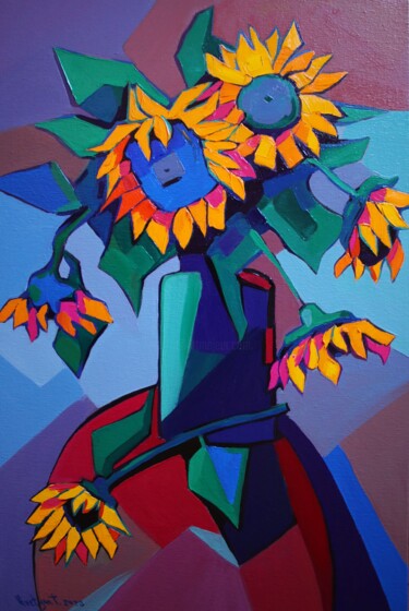 Malarstwo zatytułowany „Sunflowers #7” autorstwa Tigran Avetyan, Oryginalna praca, Olej