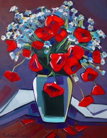 Pintura intitulada "Field flowers_1" por Tigran Avetyan, Obras de arte originais, Óleo