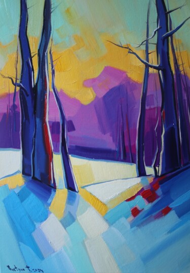 Malarstwo zatytułowany „Winter morning _1” autorstwa Tigran Avetyan, Oryginalna praca, Olej