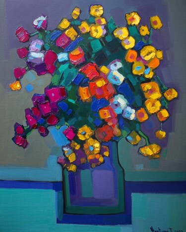 Pintura intitulada "Autumn flowers" por Tigran Avetyan, Obras de arte originais, Óleo