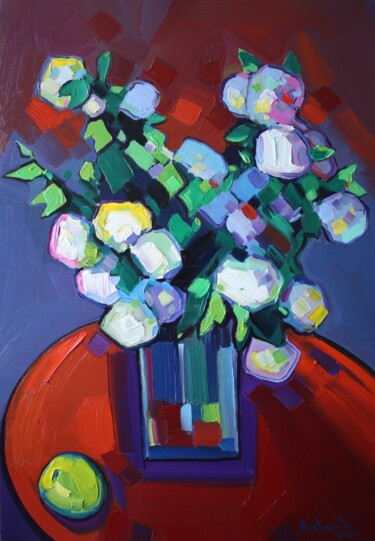 Schilderij getiteld "Flowers _5" door Tigran Avetyan, Origineel Kunstwerk, Olie