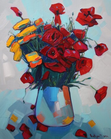 Painting titled "Poppies" by Tigran Avetyan, Original Artwork, Oil