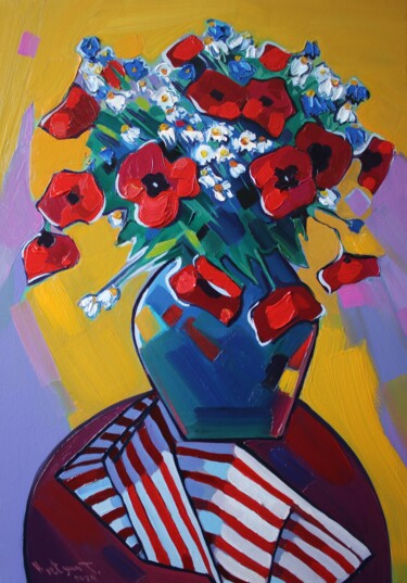 Peinture intitulée "Poppies _2" par Tigran Avetyan, Œuvre d'art originale, Huile