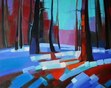 Malarstwo zatytułowany „Winter landscape-3…” autorstwa Tigran Aveyan, Oryginalna praca, Olej Zamontowany na Drewniana rama n…