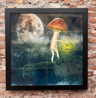 Schilderij getiteld "CALLIDUS FUNGUS" door Tiler, Origineel Kunstwerk, Digitaal Schilderwerk Gemonteerd op Houten paneel