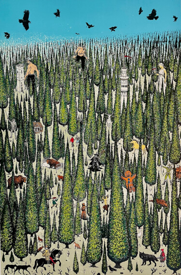 Prenten & gravures getiteld "Tales of the Forest…" door Tim Southall, Origineel Kunstwerk, Zeefdruk