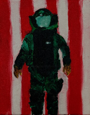 Картина под названием "Green Bomb Suit on…" - Timothy Colomer, Подлинное произведение искусства, Акрил Установлен на Деревян…