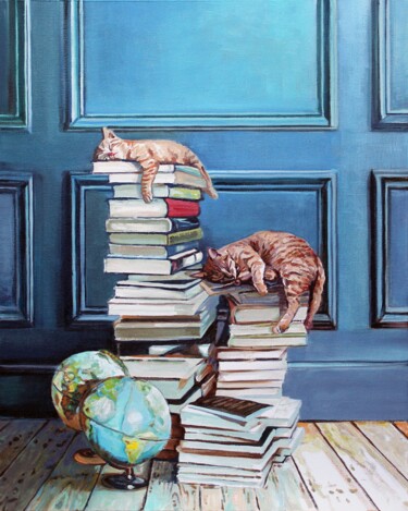 Pintura titulada "Catnap #2" por Timothy Matthews, Obra de arte original, Oleo Montado en Cartulina