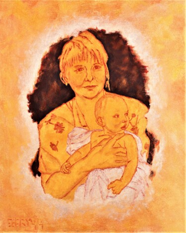 Painting titled "Mother and Child in…" by Timothy Seery, Original Artwork, Acrylic