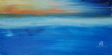 Painting titled "Blue Dreams" by Tina Lane, Original Artwork, Oil Mounted on Wood Stretcher frame