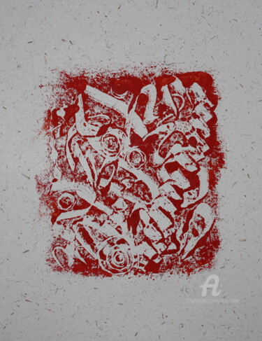 Druckgrafik mit dem Titel "Mono in Red" von Tina Lane, Original-Kunstwerk, Monotypie