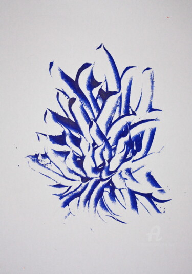 Printmaking titled "Mono in Blue" by Tina Lane, Original Artwork, Monotype