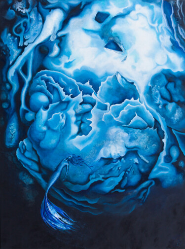 Картина под названием "Deepwater Tranquili…" - Tina-Renae, Подлинное произведение искусства, Акрил Установлен на Деревянная…