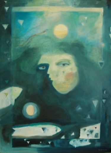 Pittura intitolato "Night Flight" da Tina Bluefield, Opera d'arte originale, Olio