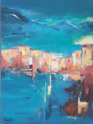Pintura titulada "Nuit à Portofino" por Christine Faoro, Obra de arte original, Acrílico