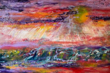 Pintura titulada "Sunset in Zeeland" por Tiny De Bruin, Obra de arte original, Acrílico Montado en Bastidor de camilla de ma…