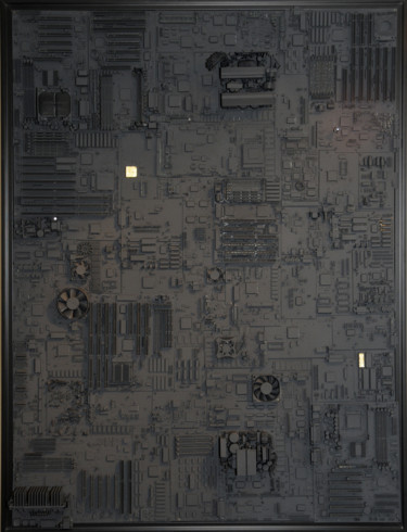 Γλυπτική με τίτλο "Darkside" από Tinypolis, Αυθεντικά έργα τέχνης, Μέταλλα Τοποθετήθηκε στο Ξύλινο πάνελ