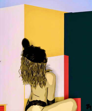Цифровое искусство под названием "BABY" - Tira Montrese, Подлинное произведение искусства, Фотомонтаж Установлен на Деревянн…
