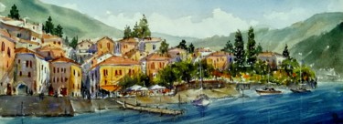 Painting titled "Remembering Varenna" by Tito Fornasiero, Original Artwork, Watercolor