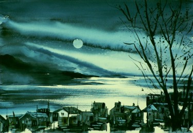 Peinture intitulée "Luna piena" par Tito Fornasiero, Œuvre d'art originale, Huile