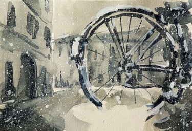 Peinture intitulée "La bicicletta" par Tito Fornasiero, Œuvre d'art originale, Huile