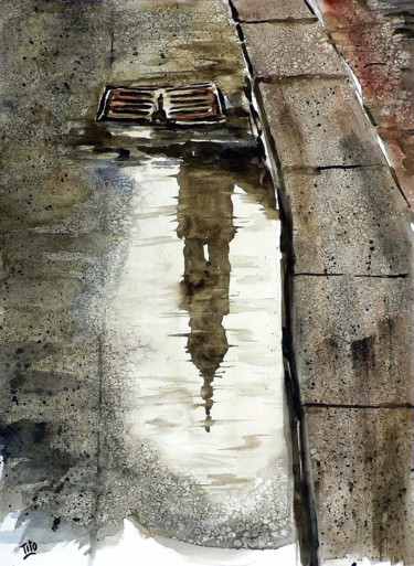 Painting titled "Riflessi" by Tito Fornasiero, Original Artwork, Watercolor