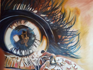 Peinture intitulée "OJO" par Pedro Paone, Œuvre d'art originale, Huile Monté sur Châssis en bois