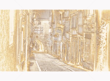 Arts numériques intitulée "La rue du château d…" par Tito Villa, Œuvre d'art originale, Peinture numérique
