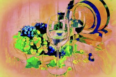 Digital Arts titled "Deux verres de vin." by Tito Villa, Original Artwork, Digital Painting