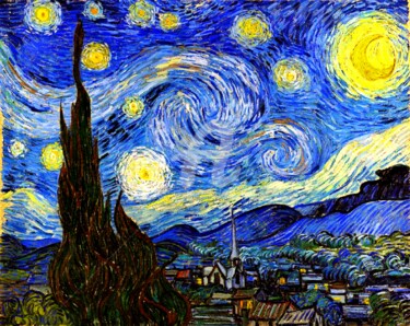 Arts numériques intitulée "La nuit étoilée." par Tito Villa, Œuvre d'art originale, Huile
