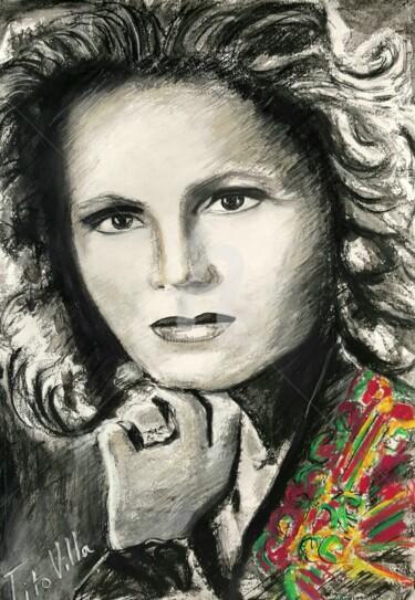 Desenho intitulada "Amalia Rodrigues" por Tito Villa, Obras de arte originais, Pastel