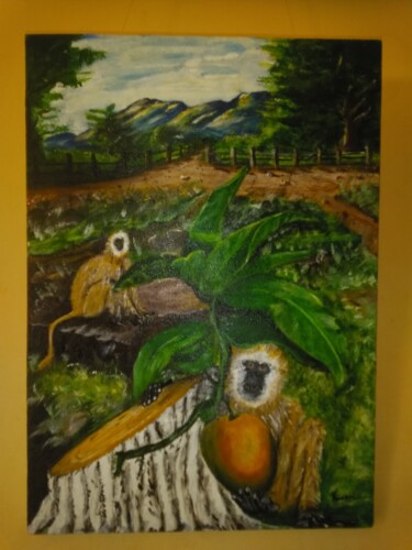 Painting titled "Can't stop nature" by Titus Chege, Original Artwork, Acrylic Mounted on Wood Stretcher frame