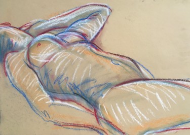 Zeichnungen mit dem Titel "Frau liegend, Akt" von Sergej Luzewitsch, Original-Kunstwerk, Pastell
