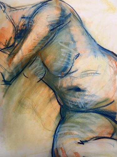 Drawing titled "Akt Zeichnung, Frau…" by Sergej Luzewitsch, Original Artwork, Pastel