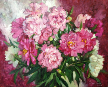 Картина под названием "Pink Peonies" - Olga Sedykh, Подлинное произведение искусства, Масло
