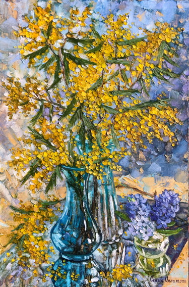 Картина под названием "Fragrant mimosa" - Olga Sedykh, Подлинное произведение искусства, Масло
