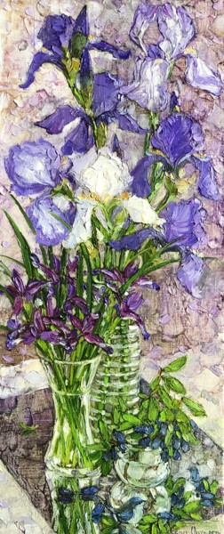 Pintura intitulada "iris flower" por Olga Sedykh, Obras de arte originais, Óleo