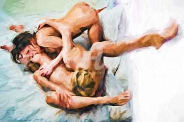 Artes digitais intitulada "three girls 06 60 x…" por Tobias Ginski, Obras de arte originais, Pintura digital