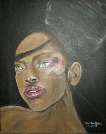 Painting titled "E.B inspiration" by Tol Dana, Original Artwork, Acrylic Mounted on Wood Stretcher frame