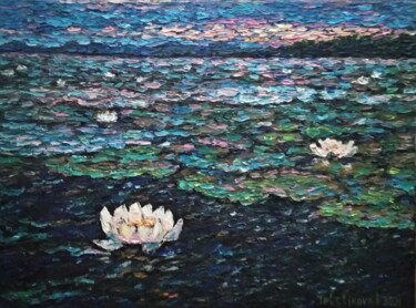 Картина под названием "озеро с кувшинками" - Ирина Толстикова, Подлинное произведение искусства, Масло